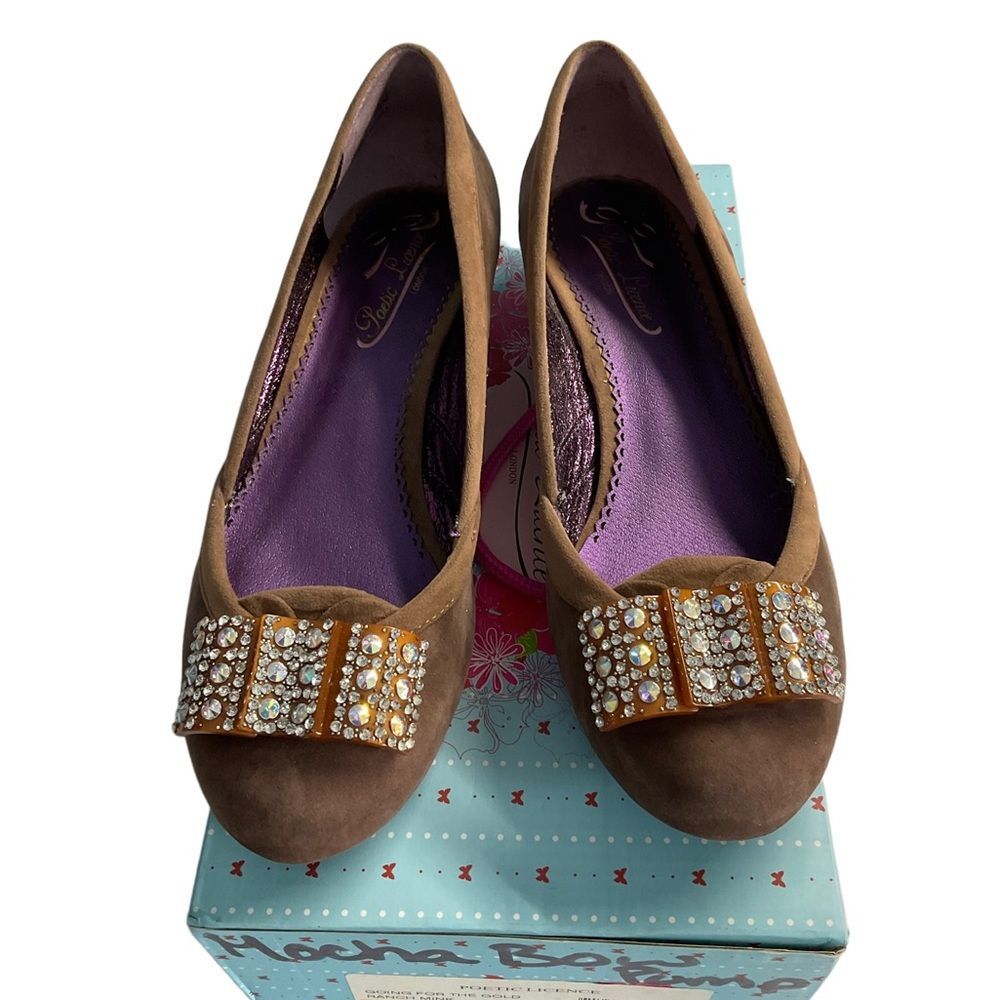 Poetic License Going for the Gold Ranch Mink Bow Pump Size 37 EUR 6.5 US